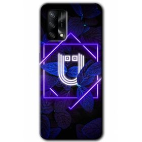 Gramaphone Oppo A54 HD Desen Baskılı Arka Kapak Dark Neon Yaprak U Harfi Kılıf