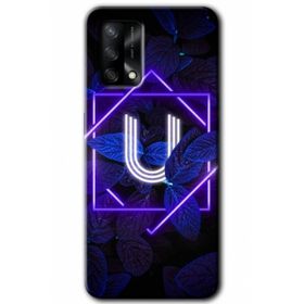 Gramaphone Oppo A54 HD Desen Baskılı Arka Kapak Dark Neon Yaprak U Harfi Kılıf