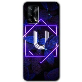 Gramaphone Oppo A54 HD Desen Baskılı Arka Kapak Dark Neon Yaprak U Harfi Kılıf