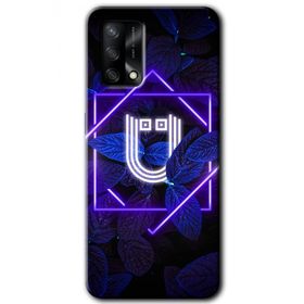 Gramaphone Oppo A54 HD Desen Baskılı Arka Kapak Dark Neon Yaprak U Harfi Kılıf