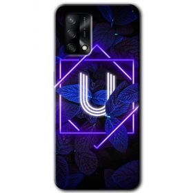 Gramaphone Oppo A54 HD Desen Baskılı Arka Kapak Dark Neon Yaprak U Harfi Kılıf