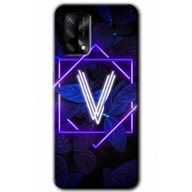 Gramaphone Oppo A54 HD Desen Baskılı Arka Kapak Dark Neon Yaprak V Harfi Kılıf