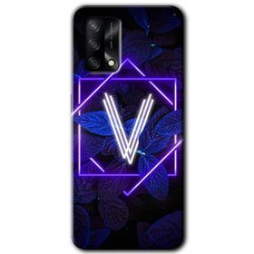 Gramaphone Oppo A54 HD Desen Baskılı Arka Kapak Dark Neon Yaprak V Harfi Kılıf