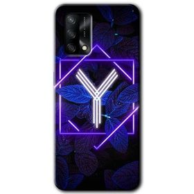 Gramaphone Oppo A54 HD Desen Baskılı Arka Kapak Dark Neon Yaprak Y Harfi Kılıf