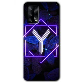 Gramaphone Oppo A54 HD Desen Baskılı Arka Kapak Dark Neon Yaprak Y Harfi Kılıf