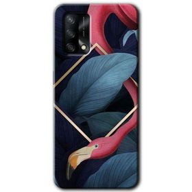 Gramaphone Oppo A54 HD Desen Baskılı Arka Kapak Flamingo Yaprak Kılıf