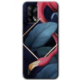Gramaphone Oppo A54 HD Desen Baskılı Arka Kapak Flamingo Yaprak Kılıf