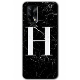 Gramaphone Oppo A54 HD Desen Baskılı Arka Kapak Siyah Mermer Desenli H Harfi Kılıf