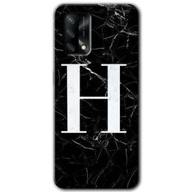 Gramaphone Oppo A54 HD Desen Baskılı Arka Kapak Siyah Mermer Desenli H Harfi Kılıf