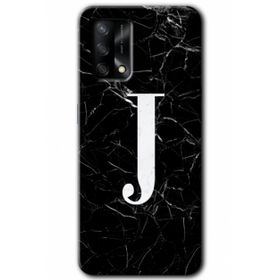 Gramaphone Oppo A54 HD Desen Baskılı Arka Kapak Siyah Mermer Desenli J Harfi Kılıf