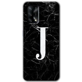 Gramaphone Oppo A54 HD Desen Baskılı Arka Kapak Siyah Mermer Desenli J Harfi Kılıf