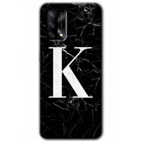 Gramaphone Oppo A54 HD Desen Baskılı Arka Kapak Siyah Mermer Desenli K Harfi Kılıf
