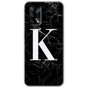 Gramaphone Oppo A54 HD Desen Baskılı Arka Kapak Siyah Mermer Desenli K Harfi Kılıf