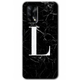 Gramaphone Oppo A54 HD Desen Baskılı Arka Kapak Siyah Mermer Desenli L Harfi Kılıf