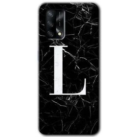 Gramaphone Oppo A54 HD Desen Baskılı Arka Kapak Siyah Mermer Desenli L Harfi Kılıf