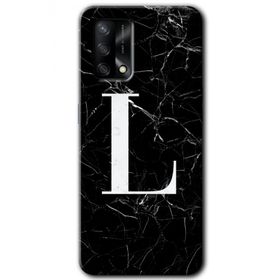 Gramaphone Oppo A54 HD Desen Baskılı Arka Kapak Siyah Mermer Desenli L Harfi Kılıf