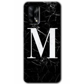 Gramaphone Oppo A54 HD Desen Baskılı Arka Kapak Siyah Mermer Desenli M Harfi Kılıf