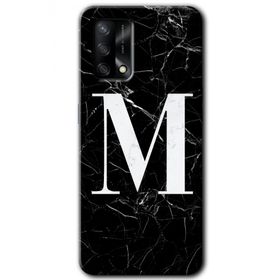 Gramaphone Oppo A54 HD Desen Baskılı Arka Kapak Siyah Mermer Desenli M Harfi Kılıf