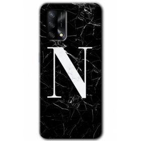 Gramaphone Oppo A54 HD Desen Baskılı Arka Kapak Siyah Mermer Desenli N Harfi Kılıf