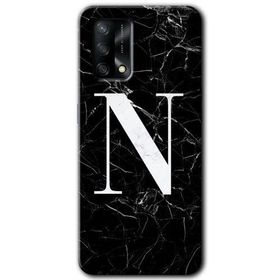 Gramaphone Oppo A54 HD Desen Baskılı Arka Kapak Siyah Mermer Desenli N Harfi Kılıf