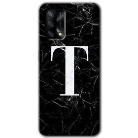 Gramaphone Oppo A54 HD Desen Baskılı Arka Kapak Siyah Mermer Desenli T Harfi Kılıf