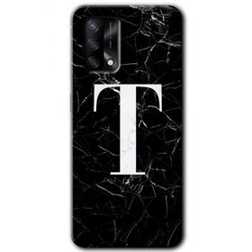 Gramaphone Oppo A54 HD Desen Baskılı Arka Kapak Siyah Mermer Desenli T Harfi Kılıf