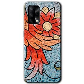 Gramaphone Oppo A54 Hd Desen Mozaik Çiçek Baskılı Arka Kapak