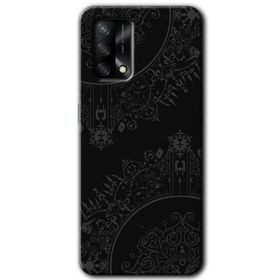 Gramaphone Oppo A54 Kılıf Hd Desen Siyah Mandala Baskılı Arka Kapak