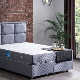 Grand 160x200 cm Açık Mavi New Baza Başlık ve Orthosoft Ortopedik Yatak Seti