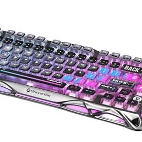 GravaStar Mercury K1 Pro RGB Kablosuz Mekanik Alüminyum Çerçeveli İngilizce Q Special Edition Cyberpunk Gaming Klavye