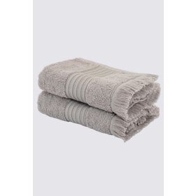 Green Black Aya 50x80 cm İkili Gri Jakarlı El Yüz Havlusu