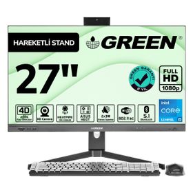 Green GT27 Intel Core i5 12400 İşlemci 16 GB DDR4 RAM 512 GB M2 SSD FHD Freedos Siyah 27 inç All in One Bilgisayar