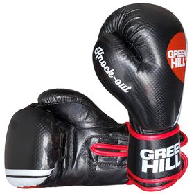 Green Hill Knock Out Carbon Siyah Deri Boks ve Kick-Boks Eldiveni