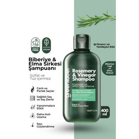 Greenlabel 400 ml Biberiye ve Elma Sirkesi Özlü Tuzsuz Parabensiz Sülfatsız Yenileyici Arındırıcı Şampuan
