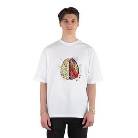 GreenMint Creative Logical Brain Unisex Beyaz Oversize T-shirt