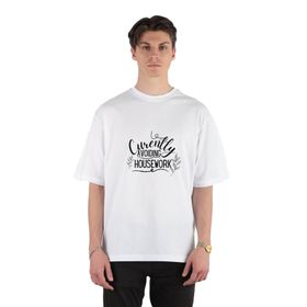 GreenMint Currently Avoiding Housework Funny Mom Unisex Beyaz Oversize T-shirt