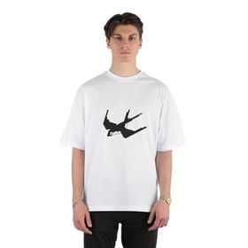 GreenMint Cute Swallow Pixel Art Unisex Beyaz Oversize T-shirt