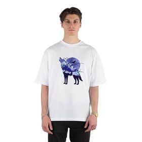 GreenMint Dark Forest Wolf Unisex Beyaz Oversize T-shirt