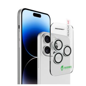 Greenmnky Buddies iPhone 14 Pro - 14 Pro Max Uyumlu Gümüş Kamera Lens Koruyucu