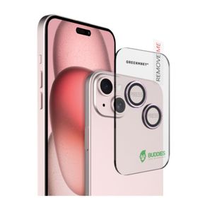 Greenmnky Buddies iPhone 15-15 Plus Uyumlu Pembe Kamera Lens Koruyucu