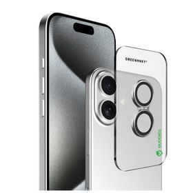 Greenmnky Buddies iPhone 16 - 16 Plus Uyumlu Gümüş Kamera Lens Koruyucu