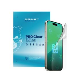 Greenmnky iPhone 15 Plus Pro Clear Edition Panzerfolyo Şeffaf Ekran Koruyucu