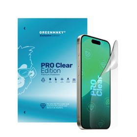 Greenmnky iPhone 15 Pro Pro Clear Edition Panzerfolyo Şeffaf Ekran Koruyucu