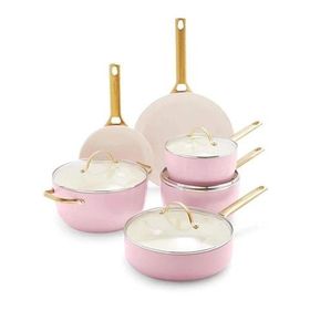 Greenpan CC005370-001 Pembe Padova 10 Parça Tencere Seti