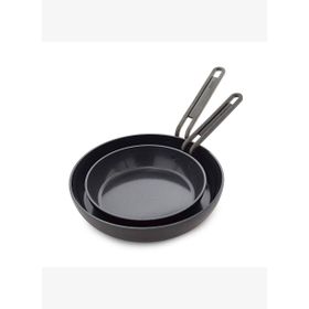 Greenpan Stanley Tucci 20 cm+26 cm 2'li Milano Siyah Kızartma Tava