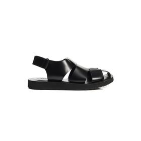 Greyder 3Y1US62620 Siyah Hakiki Deri Erkek Sandalet