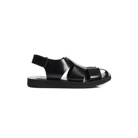 Greyder 3Y1US62620 Siyah Hakiki Deri Erkek Sandalet
