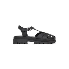 Greyder 3Y2CS32282 Siyah Hakiki Deri Kadın Sandalet
