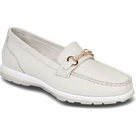 Greyder 4Y2CA33621 Kadın Kirli Beyaz Hakiki Deri Loafer Ayakkabı
