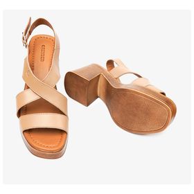 Greyder 4Y2US59099 Krem Hakiki Deri Topuklu Kadın Sandalet